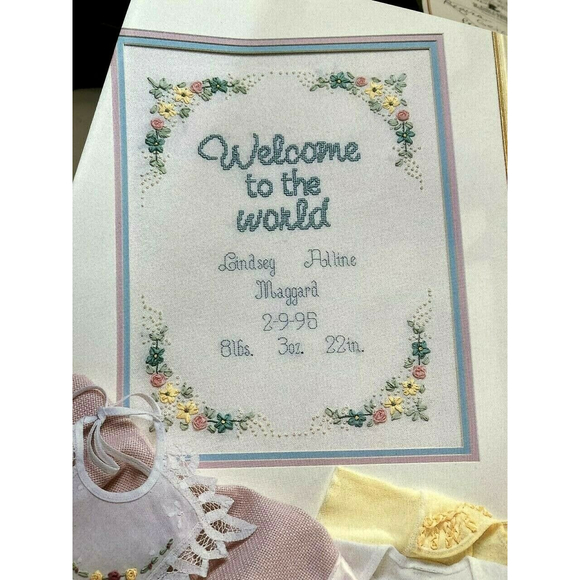 True Colors Ribbon Embroidery Baby Blessings Welcome To The World NEW OPEN PKG - Picture 4 of 12